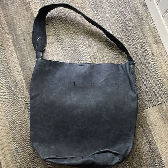 Anthropologie Miranda Convertible Tote Bag Gray Faux Leather Removable Clutch - Picture 2 of 7